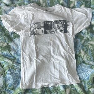 White Short Sleeve Tee with Graphic Design